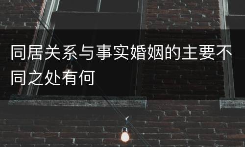 同居关系与事实婚姻的主要不同之处有何