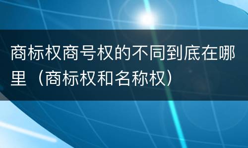 商标权商号权的不同到底在哪里（商标权和名称权）