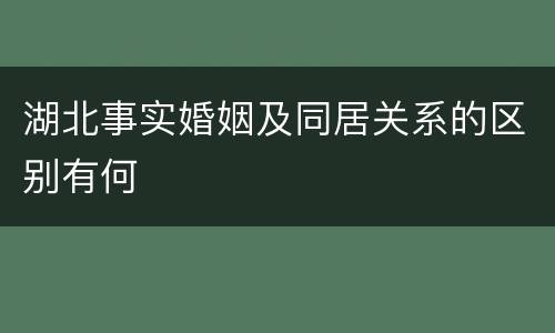 湖北事实婚姻及同居关系的区别有何