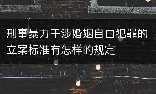 刑事暴力干涉婚姻自由犯罪的立案标准有怎样的规定