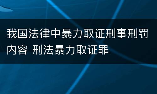 我国法律中暴力取证刑事刑罚内容 刑法暴力取证罪