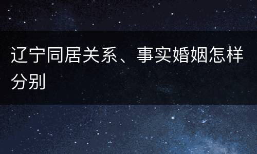 辽宁同居关系、事实婚姻怎样分别
