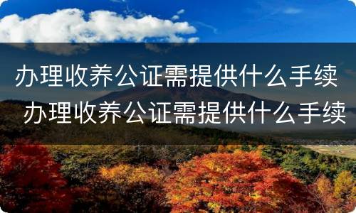 办理收养公证需提供什么手续 办理收养公证需提供什么手续呢
