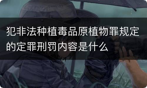 犯非法种植毒品原植物罪规定的定罪刑罚内容是什么