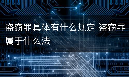 盗窃罪具体有什么规定 盗窃罪属于什么法