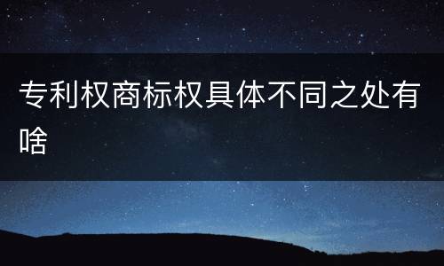 专利权商标权具体不同之处有啥