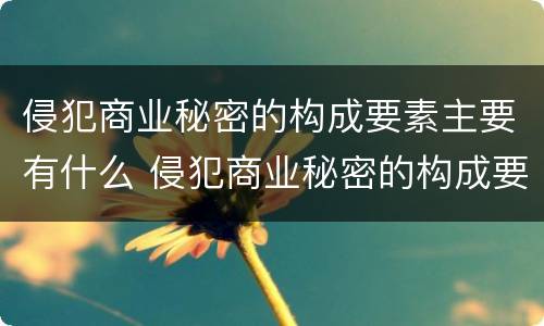 侵犯商业秘密的构成要素主要有什么 侵犯商业秘密的构成要素主要有什么特征
