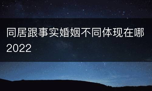 同居跟事实婚姻不同体现在哪2022