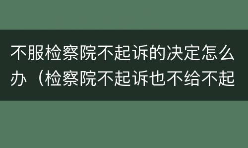 不服检察院不起诉的决定怎么办（检察院不起诉也不给不起诉决定书）