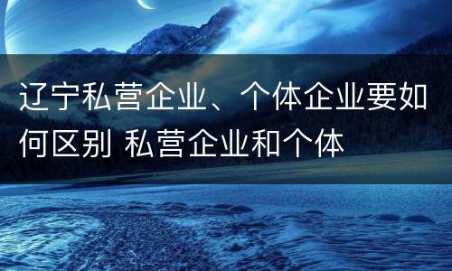 辽宁私营企业、个体企业要如何区别 私营企业和个体