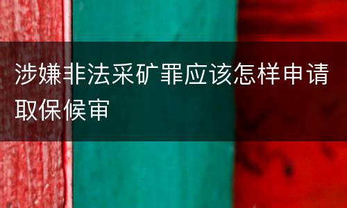 涉嫌非法采矿罪应该怎样申请取保候审