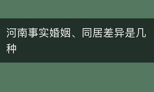 河南事实婚姻、同居差异是几种