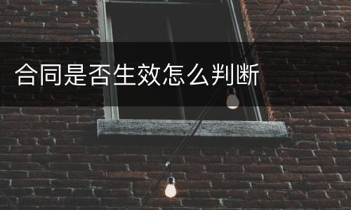 合同是否生效怎么判断