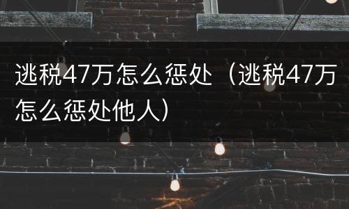 逃税47万怎么惩处（逃税47万怎么惩处他人）