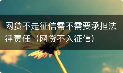网贷不走征信需不需要承担法律责任（网贷不入征信）
