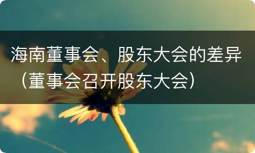 海南董事会、股东大会的差异（董事会召开股东大会）