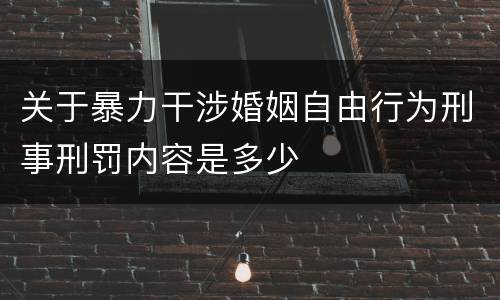 关于暴力干涉婚姻自由行为刑事刑罚内容是多少
