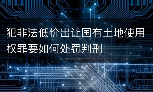 犯非法低价出让国有土地使用权罪要如何处罚判刑