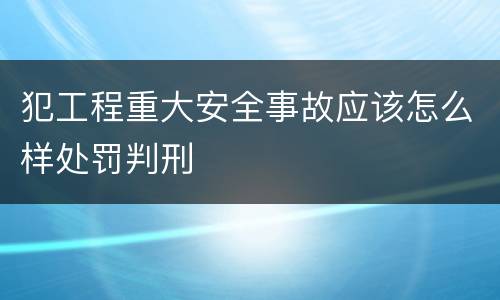 犯工程重大安全事故应该怎么样处罚判刑