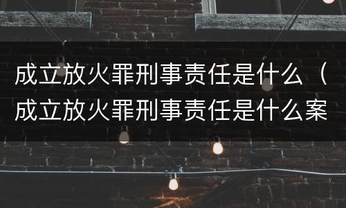 成立放火罪刑事责任是什么（成立放火罪刑事责任是什么案件）