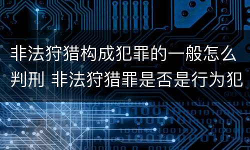 非法狩猎构成犯罪的一般怎么判刑 非法狩猎罪是否是行为犯