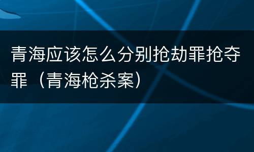 青海应该怎么分别抢劫罪抢夺罪（青海枪杀案）