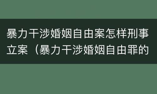 暴力干涉婚姻自由案怎样刑事立案（暴力干涉婚姻自由罪的案例）