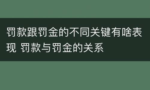 罚款跟罚金的不同关键有啥表现 罚款与罚金的关系