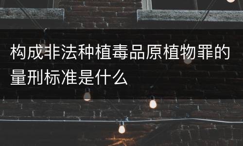 构成非法种植毒品原植物罪的量刑标准是什么
