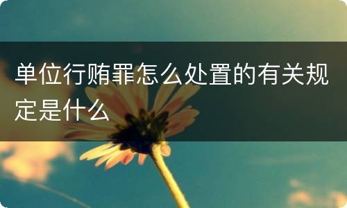 单位行贿罪怎么处置的有关规定是什么