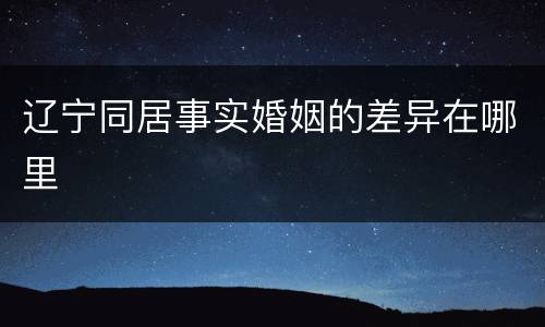 辽宁同居事实婚姻的差异在哪里