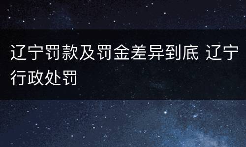 辽宁罚款及罚金差异到底 辽宁行政处罚