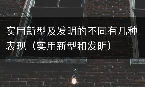 实用新型及发明的不同有几种表现（实用新型和发明）