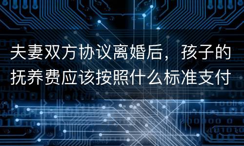 夫妻双方协议离婚后，孩子的抚养费应该按照什么标准支付