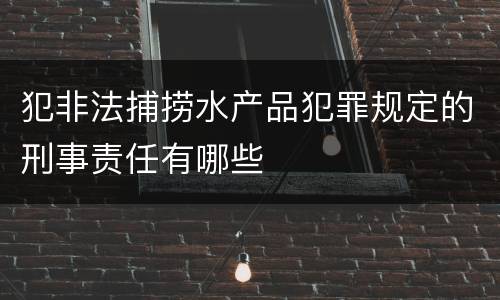 犯非法捕捞水产品犯罪规定的刑事责任有哪些