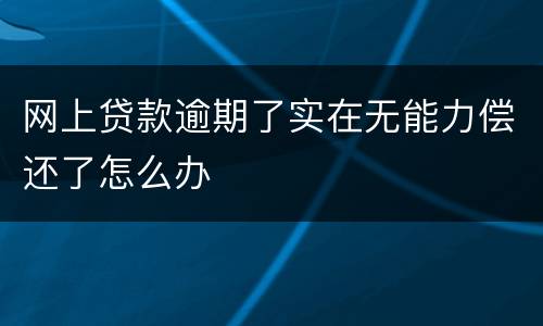 网上贷款逾期了实在无能力偿还了怎么办