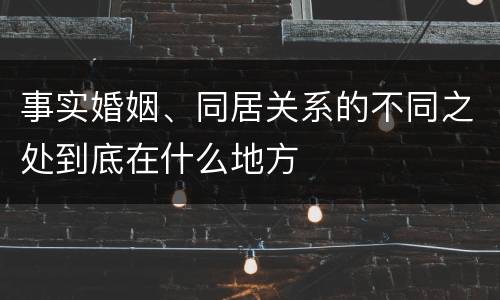 事实婚姻、同居关系的不同之处到底在什么地方