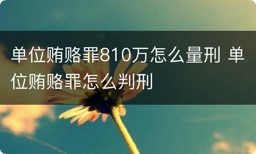 单位贿赂罪810万怎么量刑 单位贿赂罪怎么判刑