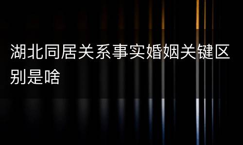 湖北同居关系事实婚姻关键区别是啥