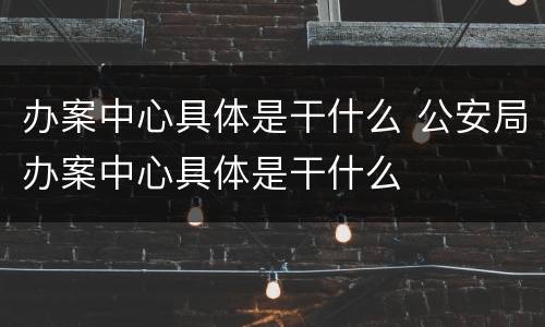 办案中心具体是干什么 公安局办案中心具体是干什么