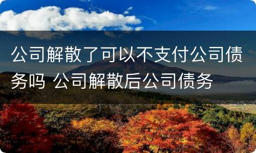 公司解散了可以不支付公司债务吗 公司解散后公司债务