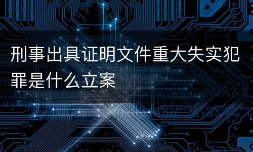 刑事出具证明文件重大失实犯罪是什么立案