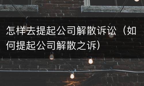怎样去提起公司解散诉讼（如何提起公司解散之诉）