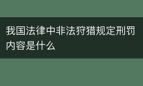 我国法律中非法狩猎规定刑罚内容是什么