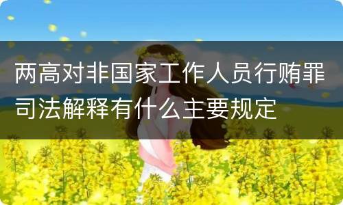 两高对非国家工作人员行贿罪司法解释有什么主要规定