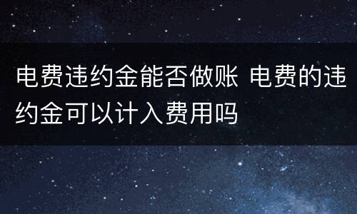 电费违约金能否做账 电费的违约金可以计入费用吗
