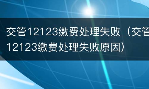 交管12123缴费处理失败（交管12123缴费处理失败原因）