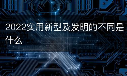 2022实用新型及发明的不同是什么
