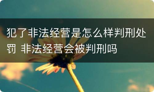 犯了非法经营是怎么样判刑处罚 非法经营会被判刑吗