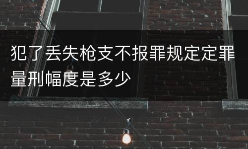 犯了丢失枪支不报罪规定定罪量刑幅度是多少